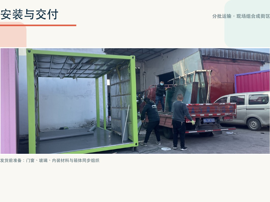 北京欢乐谷集装箱商业街发货与现场安装准备